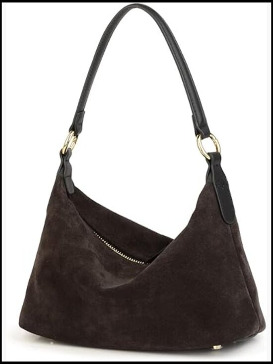 Handbags - Slouchy Suede Hobo Bag Crescent Shoulder Tote Chic Boho Minimal Work Satchel